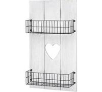 Etagère murale HWC-D42 blanc shabby bois massif 70x40x10cm