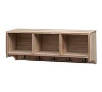 Étagère murale MENDLER HWC-K49 5 crochets 30x80x20cm bois brun naturel Naturel