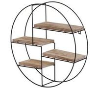 Étagère murale HWC-K76, Étagère suspendue Étagère flottante, 4 étagères Métal Bois massif Industriel 45x45x11cm naturel