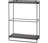Etagère Murale Hwc-K77, Étagère Suspendue Etagère De Cuisine, Bois Massif Métal Industriel 2 Étagères 50x35x17cm Gris Foncé Multicolore