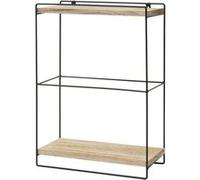 Mendler Etagère murale HWC-K77 – bois massif & métal industriel, 2 étagères 50x35x17 cm – naturel