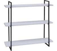 Etagère Murale Hwc-K78, Étagère Suspendue, 3 Étagères En Bois Massif Industriel 60x60x18cm Blanc, Métal Noir Multicolore