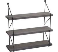 Etagère murale HWC-K78 bois massif industriel 40x40x13cm gris foncé