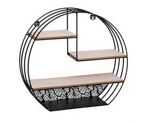 Étagère Murale Mirna 39 cm de Long - Métal Noir et Bois