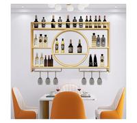 Étagère murale moderne avec support pour verres à vin, étagères flottantes, étagère de présentation de bouteilles d'alcool, étagère de bar en fer pour bouteille d'alcool, étagères de rangement de vin