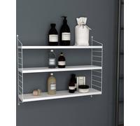 Étagère murale modulaire Strängnäs Étagère métallique blanche mate Étagère à suspendre avec 3 étagères Étagère de salle de bain Étagère murale de cuisine Tablette murale Salon