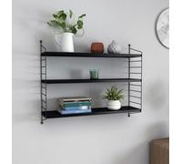 Étagère murale modulaire Strängnäs Étagère métallique noire mate Étagère à suspendre avec 3 étagères Étagère de salle de bain Étagère murale de cuisine Tablette murale Salon
