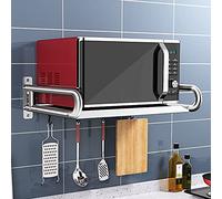 Étagère murale multifonction en acier inoxydable pour micro-ondes pour épices et ustensiles de cuisine, support de micro-ondes peu encombrant, solution de rangement durable pour la maison