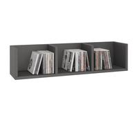 Etagère murale NELLO, meuble de rangement pour CD et DVD ou décoration avec 3 compartiments ouverts, en mélaminé gris mat