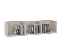 Etagère murale NELLO, meuble de rangement pour CD et DVD ou décoration avec 3 compartiments ouverts, en mélaminé décor béton