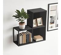 Etagère murale 'Nostened' set de 3 avec paroi arrière et latérale carrée acier noir