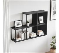 Etagère murale 'Nostened' set de 5 avec paroi arrière et latérale carrée acier noir