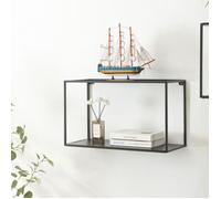 [en.casa] Étagère Murale à 2 Niveaux Meuble de Rangement Suspendu Style Industriel pour Salon Cuisine Bureau Coin Travail Chambre Entrée Acier 60 x 25 x 35 cm Noir