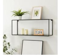 [en.casa] Étagère Murale à 2 Niveaux Meuble de Rangement Suspendu Style Industriel pour Salon Cuisine Bureau Coin Travail Chambre Entrée Acier 90 x 25 x 35 cm Noir