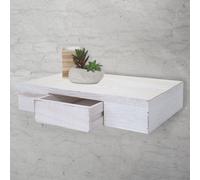 Etagère murale Oise, Etagère suspendue avec tiroir, 40cm ~ blanc shabby
