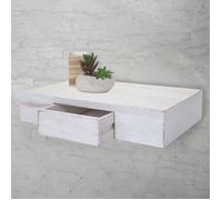 Étagère murale Oise, tiroir, 40cm blanc shabby Blanc G
