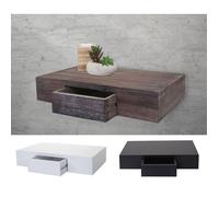 Etagère murale Oise, tiroir, 40cm brun shabby