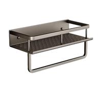 Étagère murale - Organisateur flottant sans perceuse, construction en métal résistant à l'eau, support de serviette inclus, conception d'installation facile | Étagère de