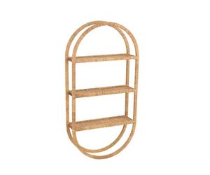Etagere Murale Ovale 3 Planches pliable Rotin Naturel - CaliCosy Bois Clair