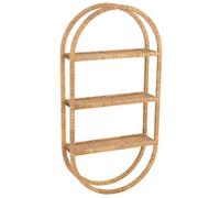Etagere Murale Ovale 3 Planches pliable Rotin Naturel - CaliCosy Bois Clair