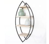 Etagère murale ovale avec 4 tablettes en bois - 26x60 cm