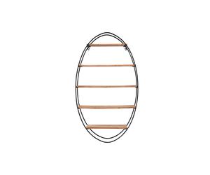 Étagère murale ovale en bois massif et métal noir H130 cm HANG