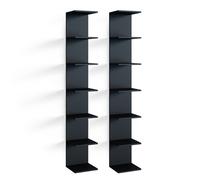Vicco Étagère Murale Paolo, Noir, 28x190cm | Lot de 2, pour montage mural de livres et d’objets de décoration