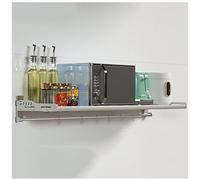 Étagère murale pliable en acier inoxydable pour four à micro-ondes avec 6 crochets de cuisine Nizer Pot Pan Spice Rack Solution de rangement