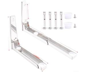 Étagère murale pliable en acier inoxydable pour micro-ondes - Économie d'espace - Compatible avec la plupart des modèles - Installation facile - Noir et blanc - Acier inoxydable - 23,5 x 8 x 5 cm