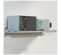 Étagère murale pliante en acier inoxydable avec 6 crochets, support de four électrique, gain de place, rangement pour casseroles, poêles et épices Solution d'organisation de cuisine