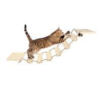 Étagère Murale, Pont Mural pour Chat, Perche, Arbre à Chat, pour Dormir, Jouer, Escalader et Se Détendre, Bois d'hévéa Massif-32,5 * 15,5 * 85 cm-Couleur Originale