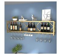 Étagère murale pour bar à vin avec support en verre suspendu - Mini armoire de bar mobile pour affichage d'alcool - Rangement élégant pour bouteilles de vin et verres
