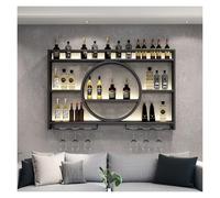 Étagère murale pour bouteilles de vin - Noir - Gain de place - Armoire de rangement élégante pour la maison, le bar et la cuisine (180 x 15 x 80 cm)