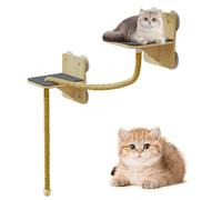 Étagère murale pour chat - Étagère murale peu encombrante pour chat avec support - Tour à gratter naturelle avec marches et jouets pour chat - Pour l'intérieur et l'extérieur - Fenêtre - Porte de
