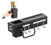 Étagère murale pour couteaux - Grille pour sécher les couteaux, multifonctionnelle, sans perçage, avec crochets, étagère à couteaux pour ranger des baguettes,