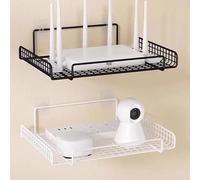 Étagère murale pour défonceuse sans perçage et bandes adhésives, structure ventilée ouverte pour améliorer les performances et l'organisation de l'appareil (L blanc)