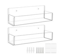Étagère Murale pour Épices - Rangement en Acrylique pour Épices,2 Étagères Transparentes en Acrylique pour Rangement Cuisine -Manger Espace Repas Station Condiments Porte Placard