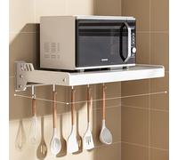 Étagère murale pour micro-ondes - Organiseur de cuisine peu encombrant pour micro-ondes et four - Solution de rangement blanche durable (taille : 55 cm)