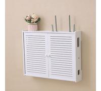 Étagère murale pour routeur avec gestion des câbles - 57,9 x 10,4 x 46 cm - Support multiple pour modem - Installation facile - Design robuste pour une utilisation à la maison/au bureau.