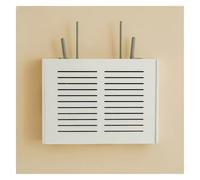 Étagère Murale pour Routeur WiFi,Boîte De Rangement avec Gestion des Câbles - Compatible TV Décodeur, Modem, Prises - Design Blanc en Bois-Plastique - Facile À Installer (Montage Murale Ou Bureau)(A)