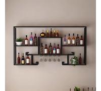 Étagère murale pour verres à vin, étagère à vin moderne avec lumière LED, étagère à vin en fer avec support pour verre à vin, étagères murales flottantes à suspendre (taille : 100 cm)