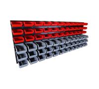 Etagère murale rangement outils - 72 bacs de rangement empilables - 6 panneaux 47,5 X 27,2 X 1,5cm - Rangement Atelier Garage