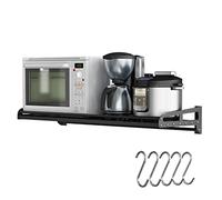 Étagère murale réglable en acier inoxydable noir pour micro-ondes et pots à épices - Organiseur de cuisine peu encombrant, 40 cm et 60 cm, design moderne élégant pour la maison et le bureau