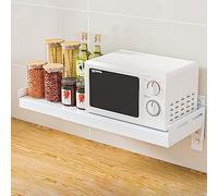 Étagère murale réglable pour micro-ondes - Gain de place - Étagère de rangement murale pour ustensiles de cuisine - Parfait pour les petits espaces et une nification efficace.