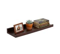 Étagère Murale Relaxdays, H x l x P : 5 x 40 x 15 cm, Bois de Noyer, étagère Flottante pour Cadres et déco, Marron foncé