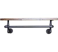 Étagère murale rétro en fer pour tuyau d'eau, planche en bois, épaisseur 3 cm, utilisé pour rack/casier à vin/bibliothèque, cadre de décoration | Style loft vintage 40 cm