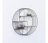Etagère murale ronde 45x10x45 cm en bois naturel et métal noir Noir G