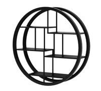 Étagère murale ronde à 5 niveaux en bois et fer - Étagères flottantes circulaires pour la décoration de la maison et du bureau - Solution de rangement murale élégante - Design moderne