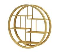 Étagère murale ronde à 5 niveaux en bois et fer - Étagères flottantes circulaires pour la décoration de la maison et du bureau - Solution de rangement murale moderne - Affichage mural élégant