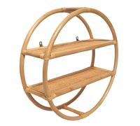 Etagère murale ronde D. 60 cm en rotin naturel 2 tablettes - HAZEL Meubletmoi